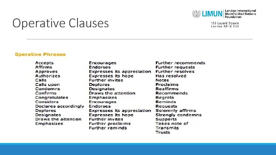 Operative Clauses 