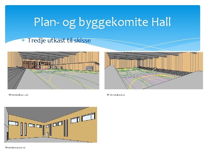 Plan- og byggekomite Hall Tredje utkast til skisse 