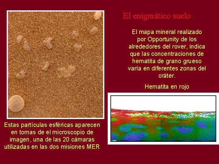 El enigmático suelo El mapa mineral realizado por Opportunity de los alrededores del rover,