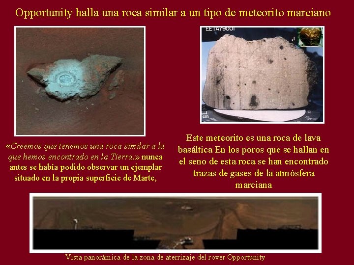 Opportunity halla una roca similar a un tipo de meteorito marciano «Creemos que tenemos