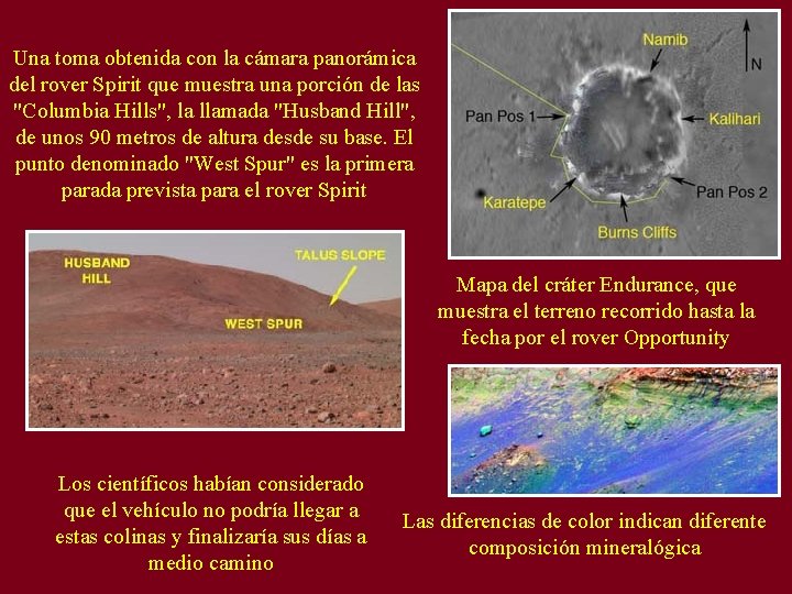 Una toma obtenida con la cámara panorámica del rover Spirit que muestra una porción