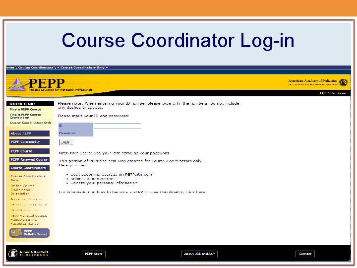 Course Coordinator Log-in Course Coordinator Log-in