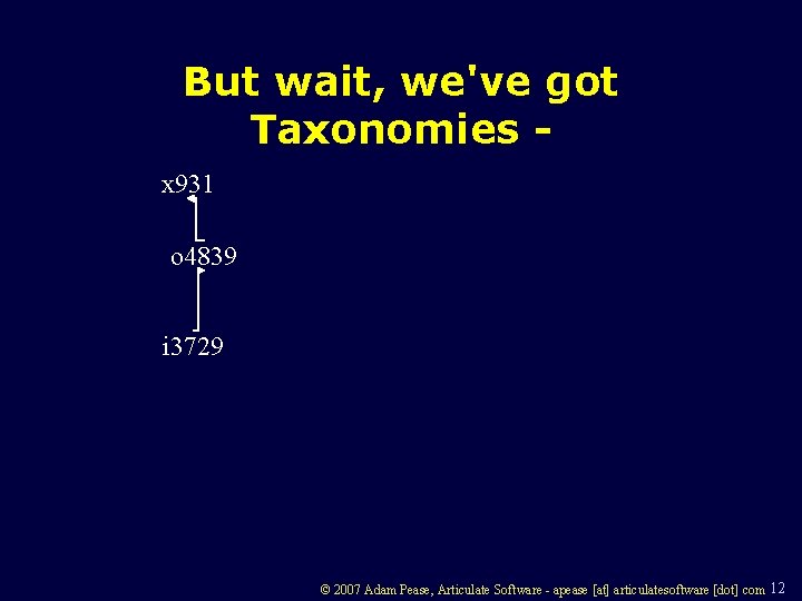 But wait, we've got Taxonomies x 931 o 4839 i 3729 © 2007 Adam