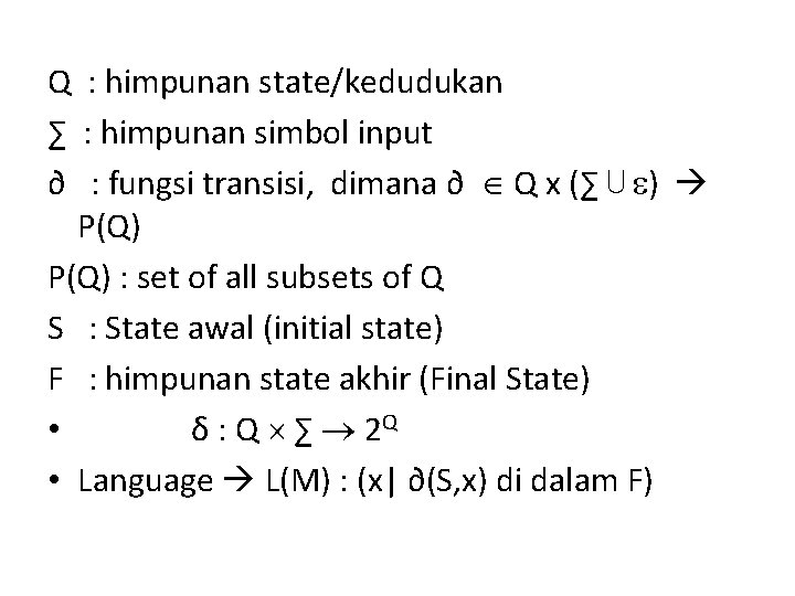 Pertemuan II By Lisda Juliana Pangaribuan FINITE STATE