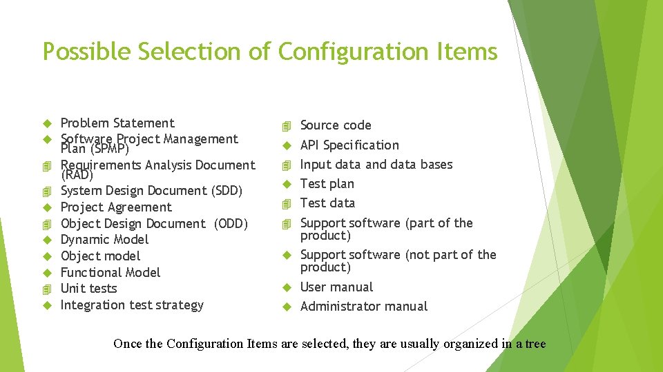 Possible Selection of Configuration Items 4 4 4 4 Problem Statement Software Project Management