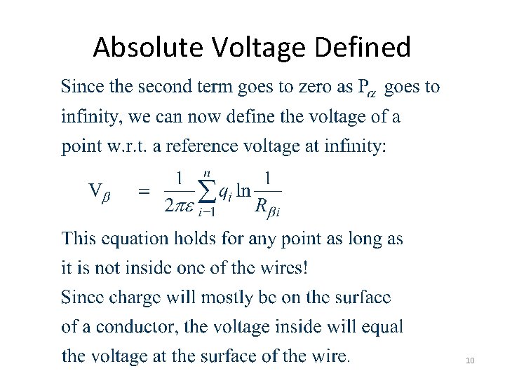 Absolute Voltage Defined 10 