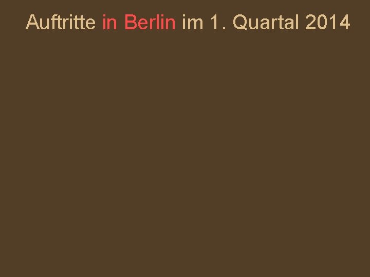 Auftritte in Berlin im 1. Quartal 2014 