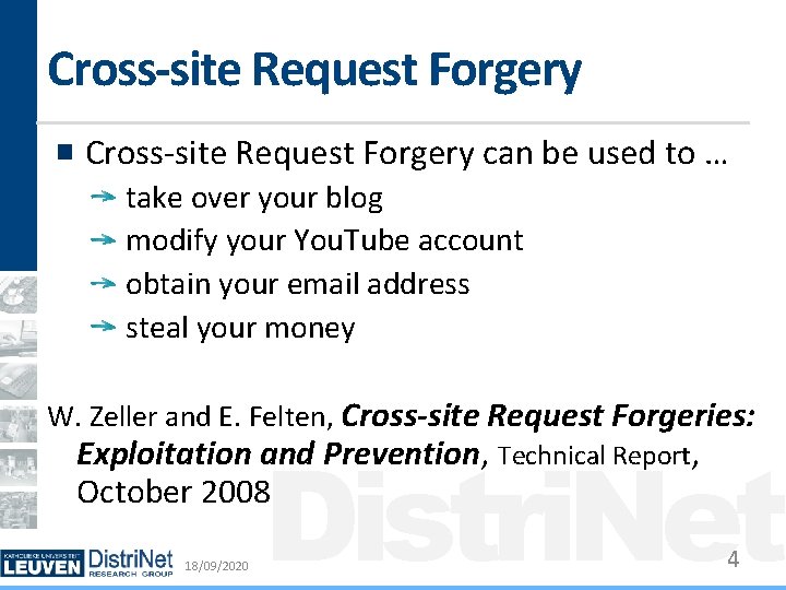 Cross-site Request Forgery can be used to … take over your blog modify your