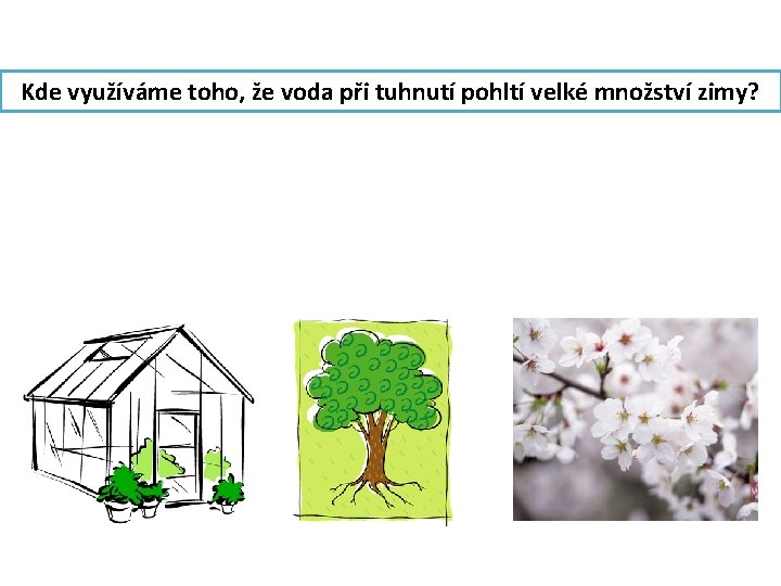 Kde využíváme toho, že voda při tuhnutí pohltí velké množství zimy? 