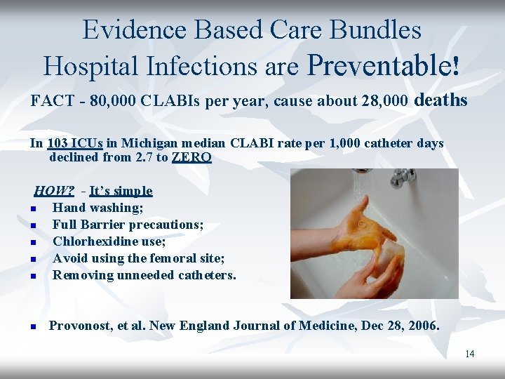 Evidence Based Care Bundles Hospital Infections are Preventable! FACT - 80, 000 CLABIs per