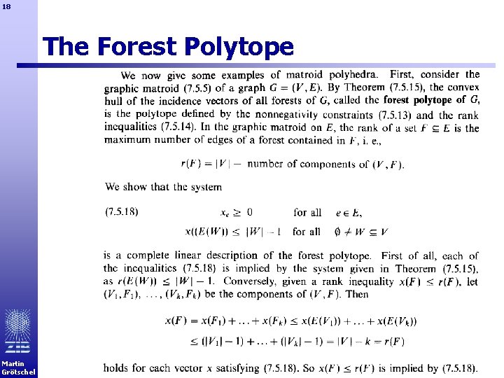 18 The Forest Polytope Martin Grötschel 