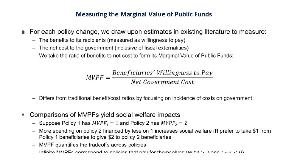 Measuring the Marginal Value of Public Funds § Measuring the Marginal Value of Public Funds §