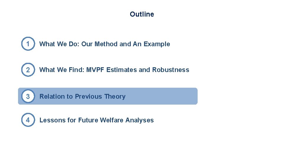 Outline 1 What We Do: Our Method and An Example 2 What We Find: Outline 1 What We Do: Our Method and An Example 2 What We Find: