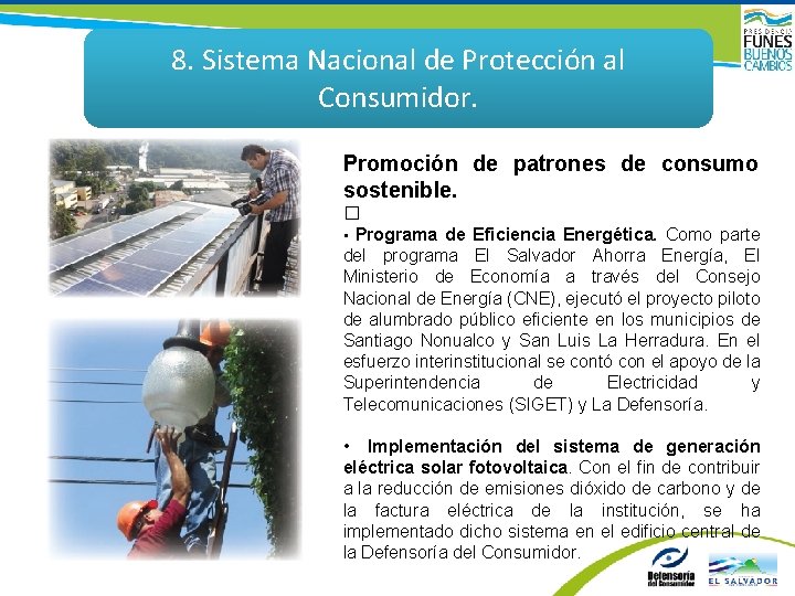 8. Sistema Nacional de Protección al Consumidor. Promoción de patrones de consumo sostenible. �
