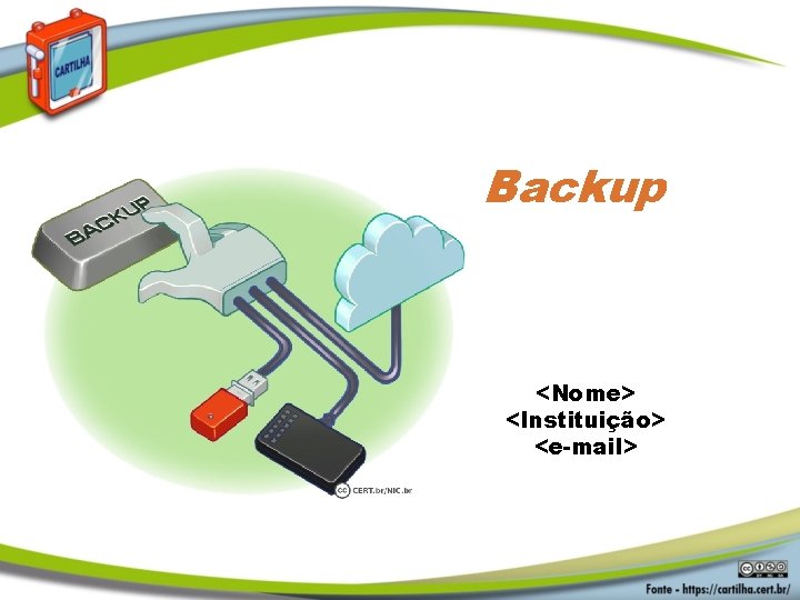 Backup <Nome> <Instituição> <e-mail> 