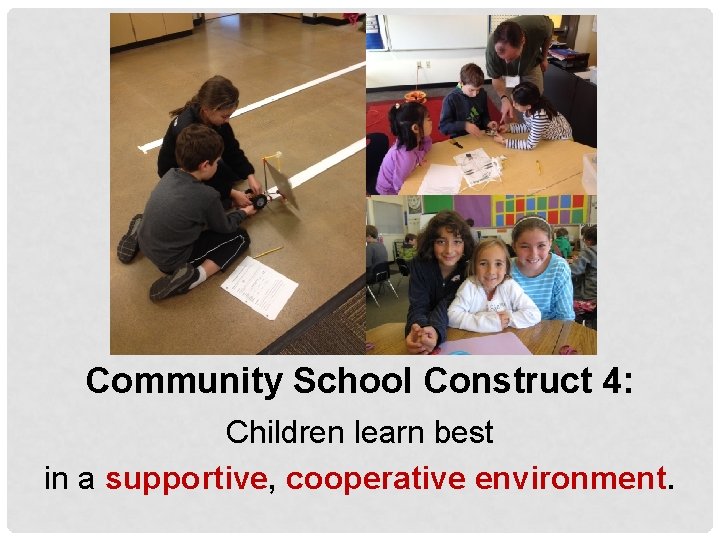 Community School Construct 4: Children learn best in a supportive, cooperative environment. 