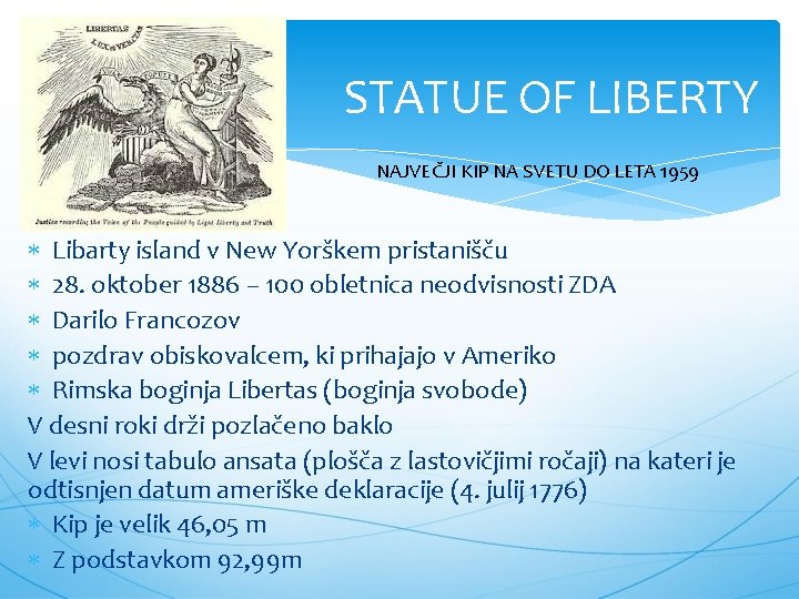 STATUE OF LIBERTY NAJVEČJI KIP NA SVETU DO LETA 1959 Libarty island v New