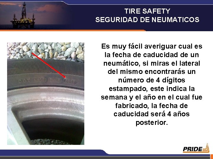 TIRE SAFETY SEGURIDAD DE NEUMATICOS Es muy fácil averiguar cual es la fecha de