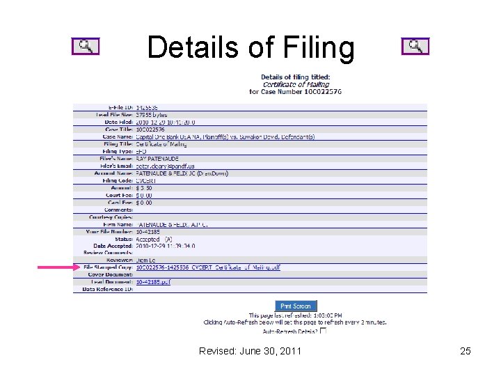 Details of Filing Revised: June 30, 2011 25 