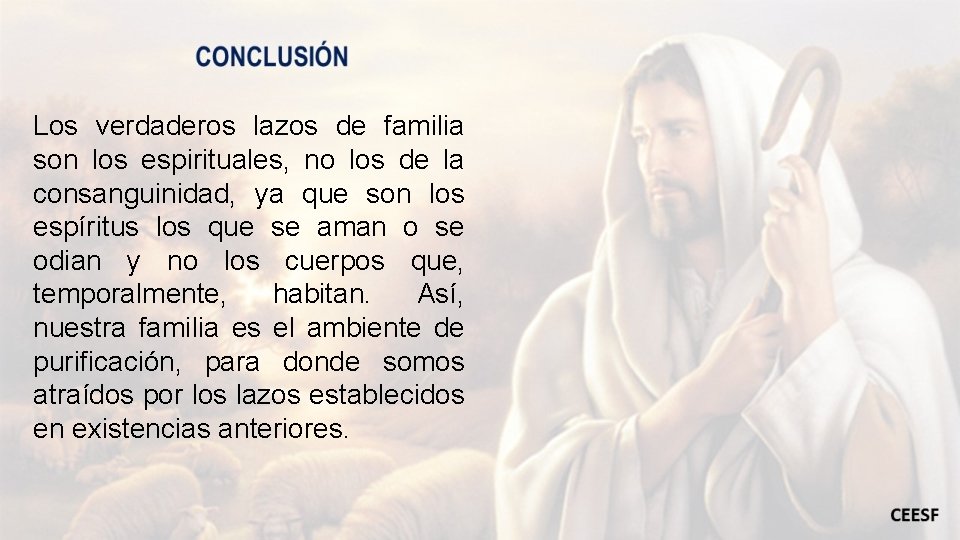 Los verdaderos lazos de familia son los espirituales, no los de la consanguinidad, ya