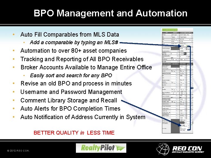 BPO Management and Automation • Auto Fill Comparables from MLS Data • Add a BPO Management and Automation • Auto Fill Comparables from MLS Data • Add a