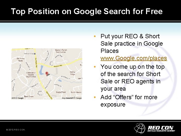 Top Position on Google Search for Free • Put your REO & Short Sale Top Position on Google Search for Free • Put your REO & Short Sale