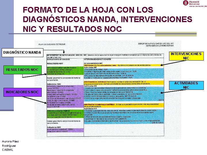 FORMATO DE LA HOJA CON LOS DIAGNÓSTICOS NANDA, INTERVENCIONES NIC Y RESULTADOS NOC DIAGNÓSTICO