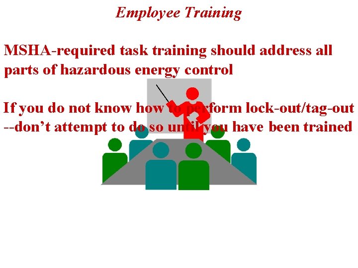 Employee Training MSHA-required task training should address all parts of hazardous energy control If