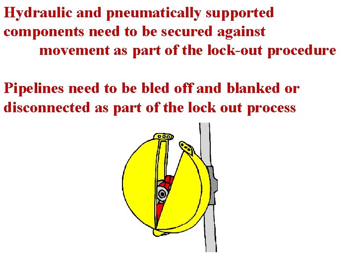 Hydraulic and pneumatically supported components need to be secured against movement as part of
