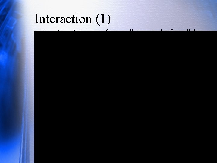 Interaction (1) Interactions take many forms; all show lack of parallel lines. Coffee has