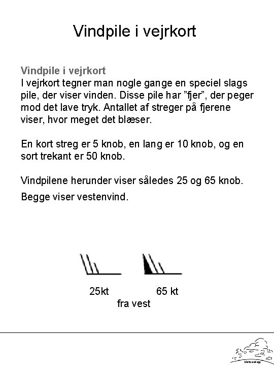 Vindpile i vejrkort I vejrkort tegner man nogle gange en speciel slags pile, der