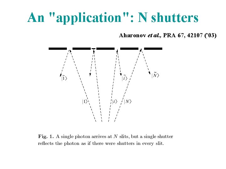 An "application": N shutters Aharonov et al. , PRA 67, 42107 ('03) 