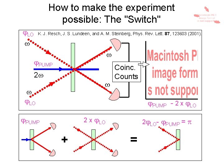 How to make the experiment possible: The "Switch" LO K. J. Resch, J. S.