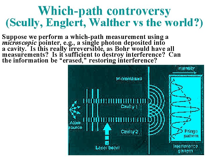 Which-path controversy (Scully, Englert, Walther vs the world? ) Suppose we perform a which-path