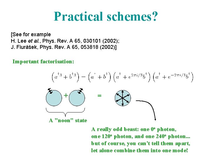 Practical schemes? [See for example H. Lee et al. , Phys. Rev. A 65,