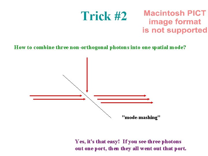 Trick #2 How to combine three non-orthogonal photons into one spatial mode? "mode-mashing" Yes,