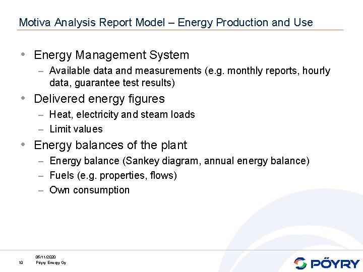 Motiva Analysis Report Model – Energy Production and Use • Energy Management System –