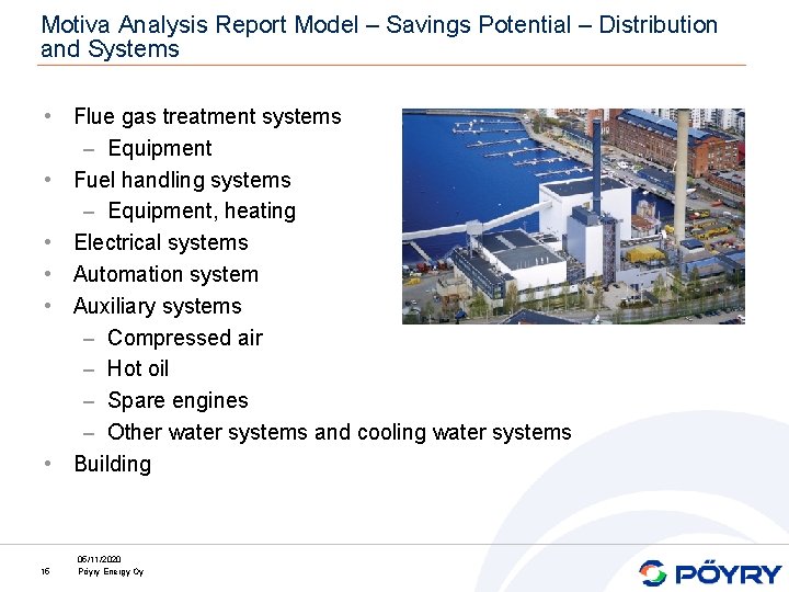 Motiva Analysis Report Model – Savings Potential – Distribution and Systems • Flue gas