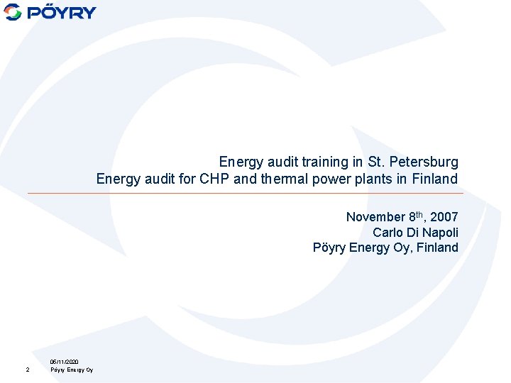 Energy audit training in St. Petersburg Energy audit for CHP and thermal power plants