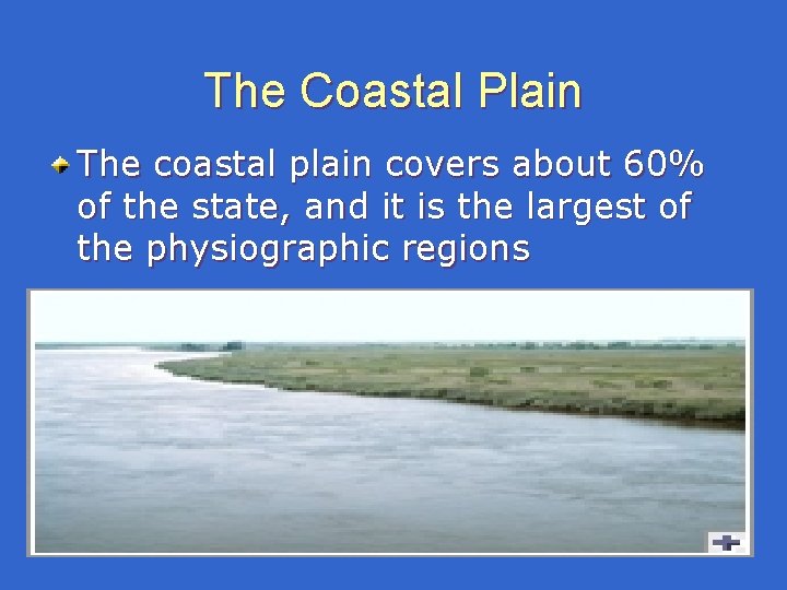 The Coastal Plain The coastal plain covers about 60% of the state, and it The Coastal Plain The coastal plain covers about 60% of the state, and it
