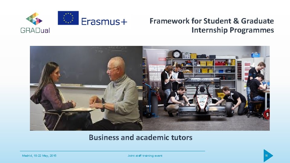 Framework for Student & Graduate Internship Programmes Business and academic tutors Madrid, 18 -22