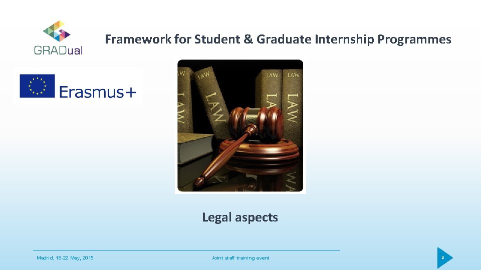 Framework for Student & Graduate Internship Programmes Legal aspects Madrid, 18 -22 May, 2015