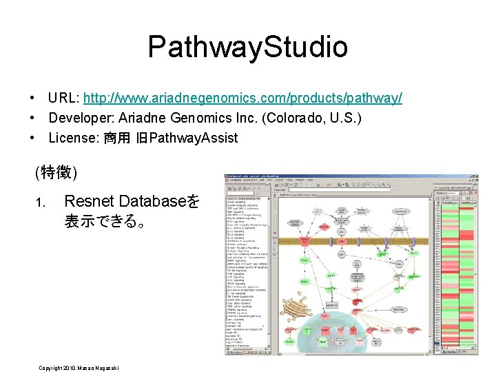 Pathway. Studio • URL: http: //www. ariadnegenomics. com/products/pathway/ • Developer: Ariadne Genomics Inc. (Colorado,