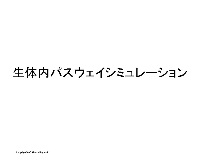 生体内パスウェイシミュレーション Copyright 2010 Masao Nagasaki 