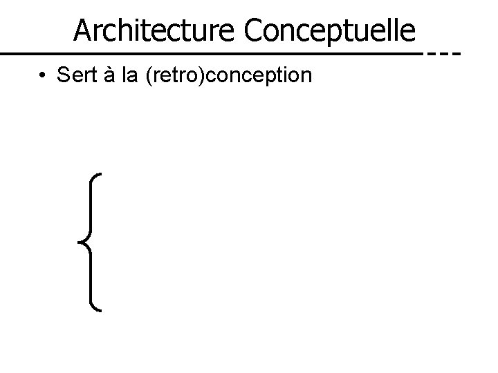 Architecture Conceptuelle • Sert à la (retro)conception 
