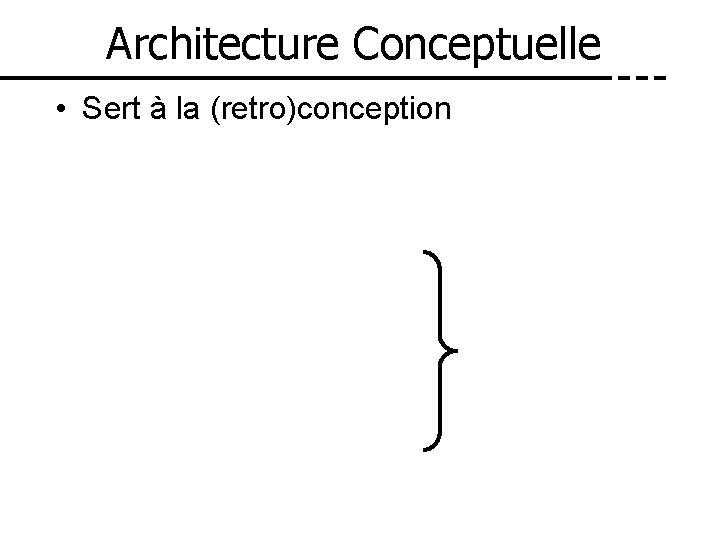 Architecture Conceptuelle • Sert à la (retro)conception 