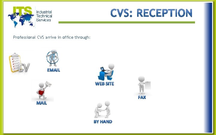 Professional CVS arrive in office through: 
