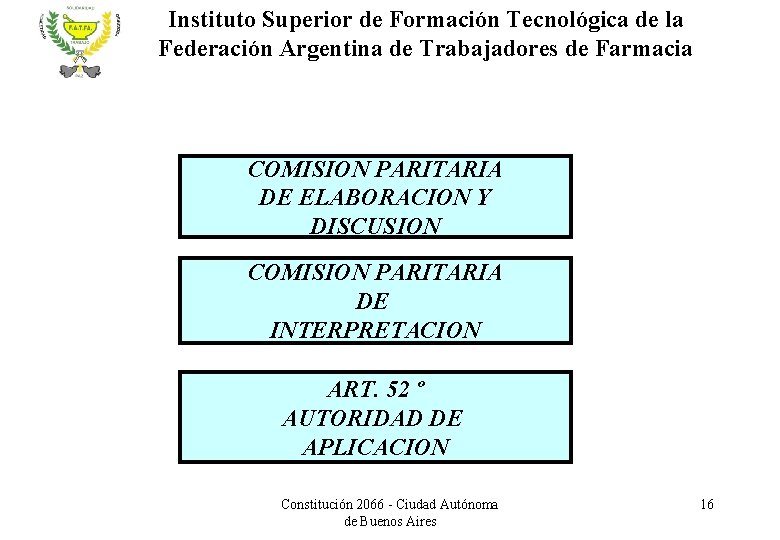 Instituto Superior de Formación Tecnológica de la Federación Argentina de Trabajadores de Farmacia COMISION