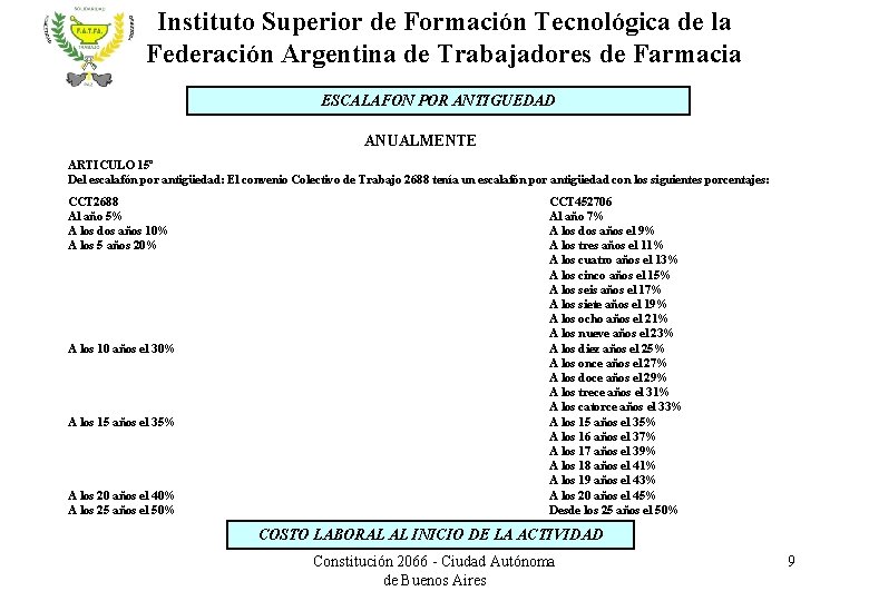 Instituto Superior de Formación Tecnológica de la Federación Argentina de Trabajadores de Farmacia ESCALAFON