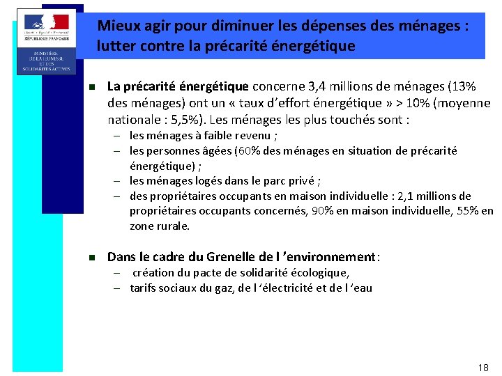 Mieux agir pour diminuer les dépenses des ménages : lutter contre la précarité énergétique